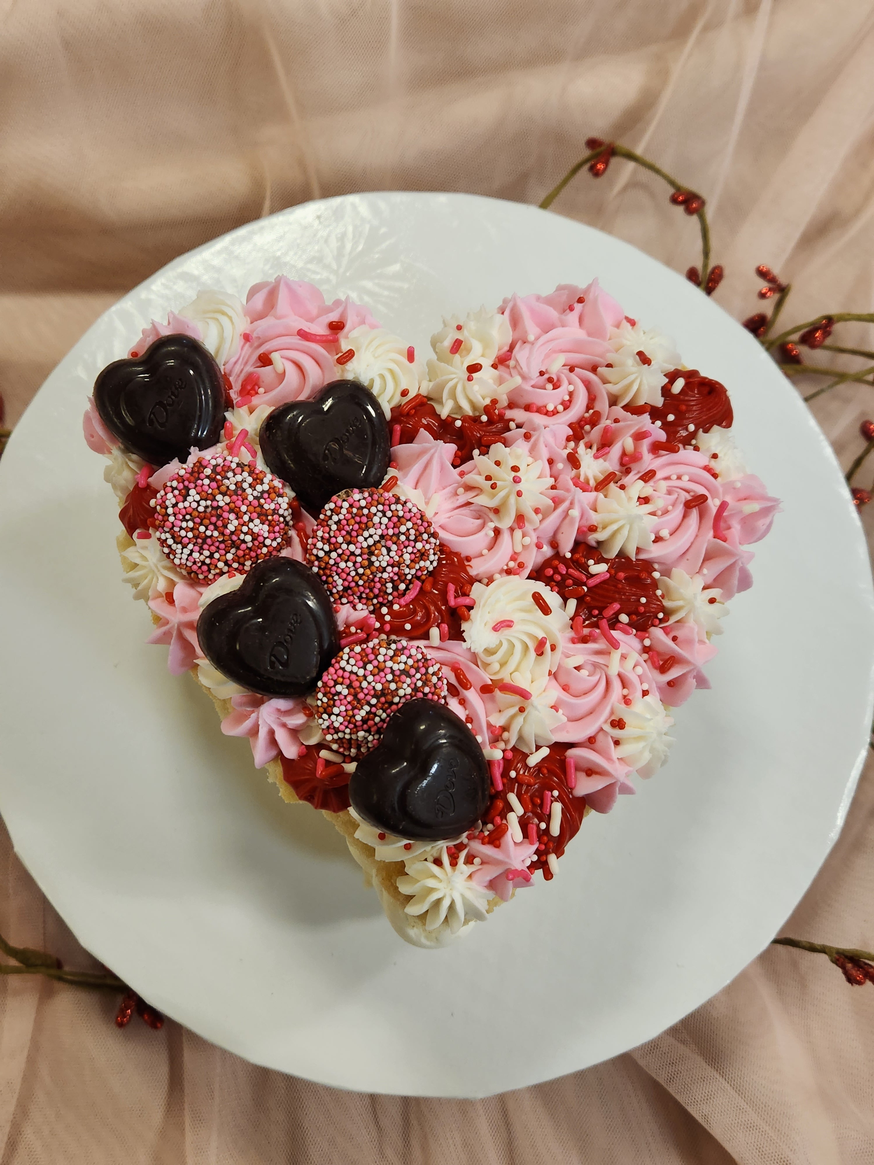 Valentine Cake {Easy Strawberry Flavored Cake with Mini Cupcakes}